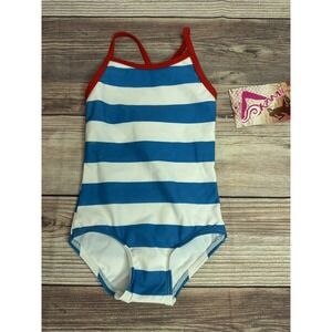 Kanu Surf Girls Layla Beach Sport Banded 1 Piece Swimsuit Blue Stripe NWT 12 Mo‎